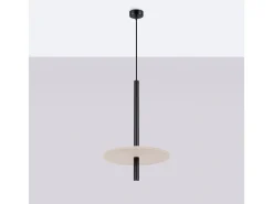 Candeeiro suspenso Feltro moderno, feltro/aço - 1 lichtbronnen - L.30 x H.126 cm - bege/preto