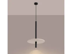 Candeeiro suspenso Feltro moderno, feltro/aço - 1 lichtbronnen - L.30 x H.126 cm - bege/preto