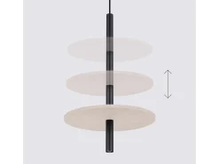 Candeeiro suspenso Feltro moderno, feltro/aço - 1 lichtbronnen - L.30 x H.126 cm - bege/preto