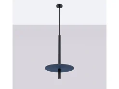 Candeeiro suspenso Feltro moderno, feltro/aço - 1 lichtbronnen - L.30 x H.126 cm - azul marinho/preto