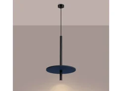 Candeeiro suspenso Feltro moderno, feltro/aço - 1 lichtbronnen - L.30 x H.126 cm - azul marinho/preto