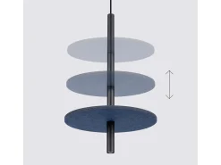Candeeiro suspenso Feltro moderno, feltro/aço - 1 lichtbronnen - L.30 x H.126 cm - azul marinho/preto