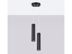 Candeeiro suspenso Lagos moderno, aço - 2 lichtbronnen - L.15 x H.118 cm - preto