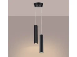 Candeeiro suspenso Lagos moderno, aço - 2 lichtbronnen - L.15 x H.118 cm - preto