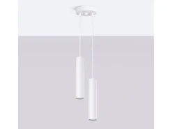 Candeeiro suspenso Lagos moderno, aço - 2 lichtbronnen - L.15 x H.118 cm - branco