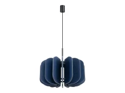 Candeeiro suspenso Mula moderno, feltro/aço - 1 lichtbronnen - L.45 x H.146 cm - azul marinho/preto