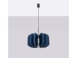 Candeeiro suspenso Mula moderno, feltro/aço - 1 lichtbronnen - L.45 x H.146 cm - azul marinho/preto