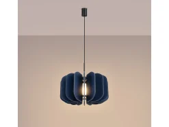 Candeeiro suspenso Mula moderno, feltro/aço - 1 lichtbronnen - L.45 x H.146 cm - azul marinho/preto