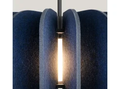 Candeeiro suspenso Mula moderno, feltro/aço - 1 lichtbronnen - L.45 x H.146 cm - azul marinho/preto