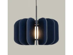 Candeeiro suspenso Mula moderno, feltro/aço - 1 lichtbronnen - L.45 x H.146 cm - azul marinho/preto
