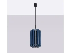 Candeeiro suspenso Mula moderno, feltro/aço - 1 lichtbronnen - L.27 x H.165 cm - azul marinho/preto