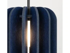 Candeeiro suspenso Mula moderno, feltro/aço - 1 lichtbronnen - L.27 x H.165 cm - azul marinho/preto