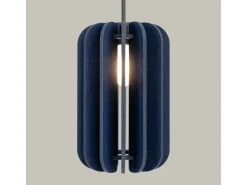 Candeeiro suspenso Mula moderno, feltro/aço - 1 lichtbronnen - L.27 x H.165 cm - azul marinho/preto