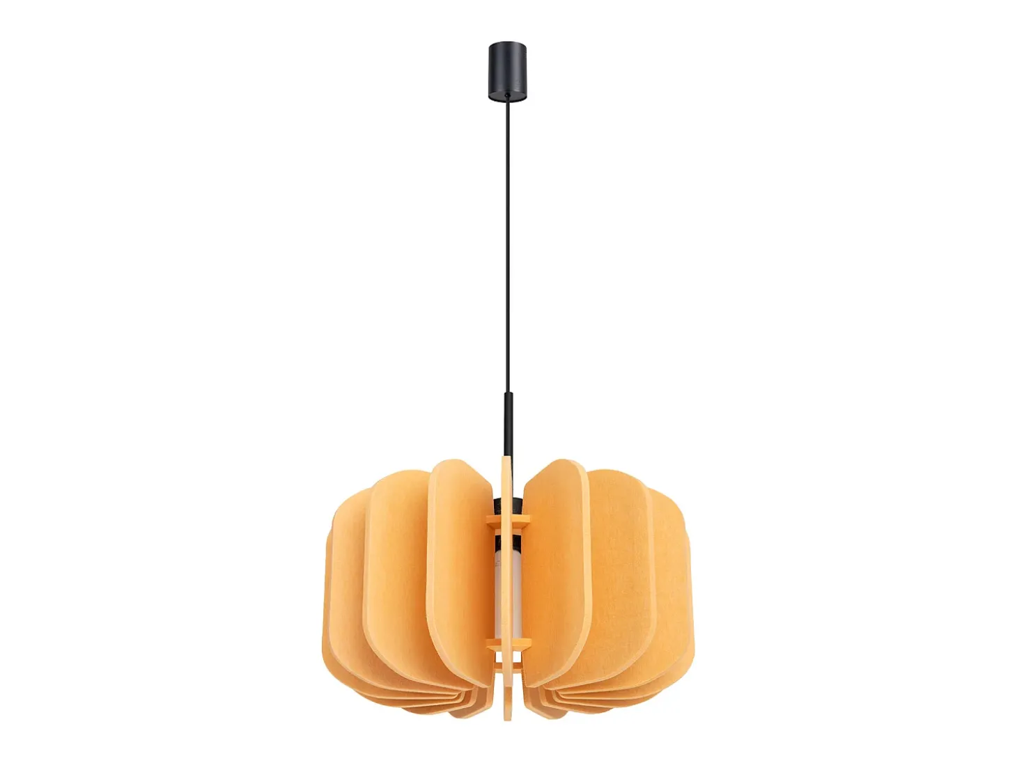 Candeeiro suspenso Mula moderno, feltro/aço - 1 lichtbronnen - L.45 x H.146 cm - amarelo/preto