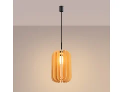 Candeeiro suspenso Mula moderno, feltro/aço - 1 lichtbronnen - L.27 x H.165 cm - amarelo/preto