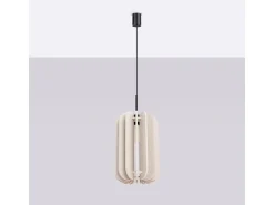 Candeeiro suspenso Mula moderno, feltro/aço - 1 lichtbronnen - L.27 x H.165 cm - bege/preto