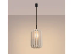 Candeeiro suspenso Mula moderno, feltro/aço - 1 lichtbronnen - L.27 x H.165 cm - bege/preto