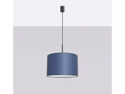 Candeeiro suspenso Nevia minimalista, PVC - 1 lichtbronnen - L.40 x H.137 cm - azul marinho/preto