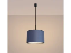 Candeeiro suspenso Nevia minimalista, PVC - 1 lichtbronnen - L.40 x H.137 cm - azul marinho/preto