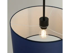 Candeeiro suspenso Nevia minimalista, PVC - 1 lichtbronnen - L.40 x H.137 cm - azul marinho/preto