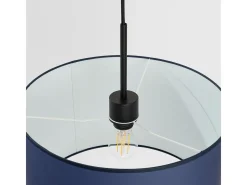 Candeeiro suspenso Nevia minimalista, PVC - 1 lichtbronnen - L.40 x H.137 cm - azul marinho/preto
