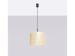 Candeeiro suspenso Nevia minimalista, PVC - 1 lichtbronnen - L.40 x H.137 cm - mármore bege/preto
