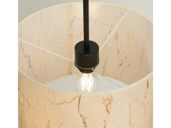 Candeeiro suspenso Nevia minimalista, PVC - 1 lichtbronnen - L.40 x H.137 cm - mármore bege/preto