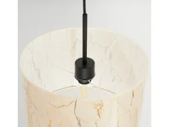 Candeeiro suspenso Nevia minimalista, PVC - 1 lichtbronnen - L.40 x H.137 cm - mármore bege/preto