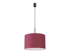 Candeeiro suspenso Nevia minimalista, tecido/PVC - 1 lichtbronnen - L.40 x H.137 cm - borgonha/preto