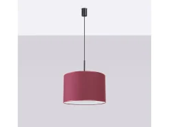 Candeeiro suspenso Nevia minimalista, tecido/PVC - 1 lichtbronnen - L.40 x H.137 cm - borgonha/preto