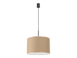 Candeeiro suspenso Nevia minimalista, tecido/PVC - 1 lichtbronnen - L.40 x H.137 cm - taupe/preto