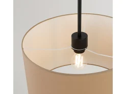 Candeeiro suspenso Nevia minimalista, tecido/PVC - 1 lichtbronnen - L.40 x H.137 cm - taupe/preto