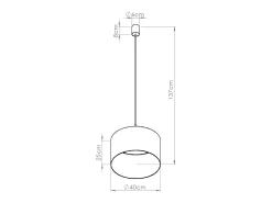 Candeeiro suspenso Nevia minimalista, tecido/PVC - 1 lichtbronnen - L.40 x H.137 cm - taupe/preto