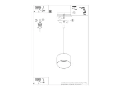 Candeeiro suspenso Nevia minimalista, tecido/PVC - 1 lichtbronnen - L.40 x H.137 cm - taupe/preto