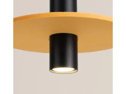 Candeeiro suspenso Pelta moderno, feltro/aço - 1 lichtbronnen - L.30 x H.126 cm - amarelo/preto