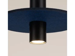 Candeeiro suspenso Pelta moderno, feltro/aço - 1 lichtbronnen - L.30 x H.126 cm - azul marinho/preto