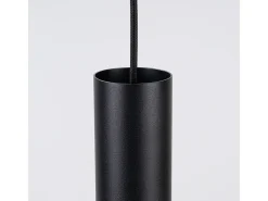 Candeeiro suspenso Pelta moderno, feltro/aço - 1 lichtbronnen - L.30 x H.126 cm - azul marinho/preto