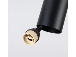 Candeeiro suspenso Pelta moderno, feltro/aço - 1 lichtbronnen - L.30 x H.126 cm - azul marinho/preto