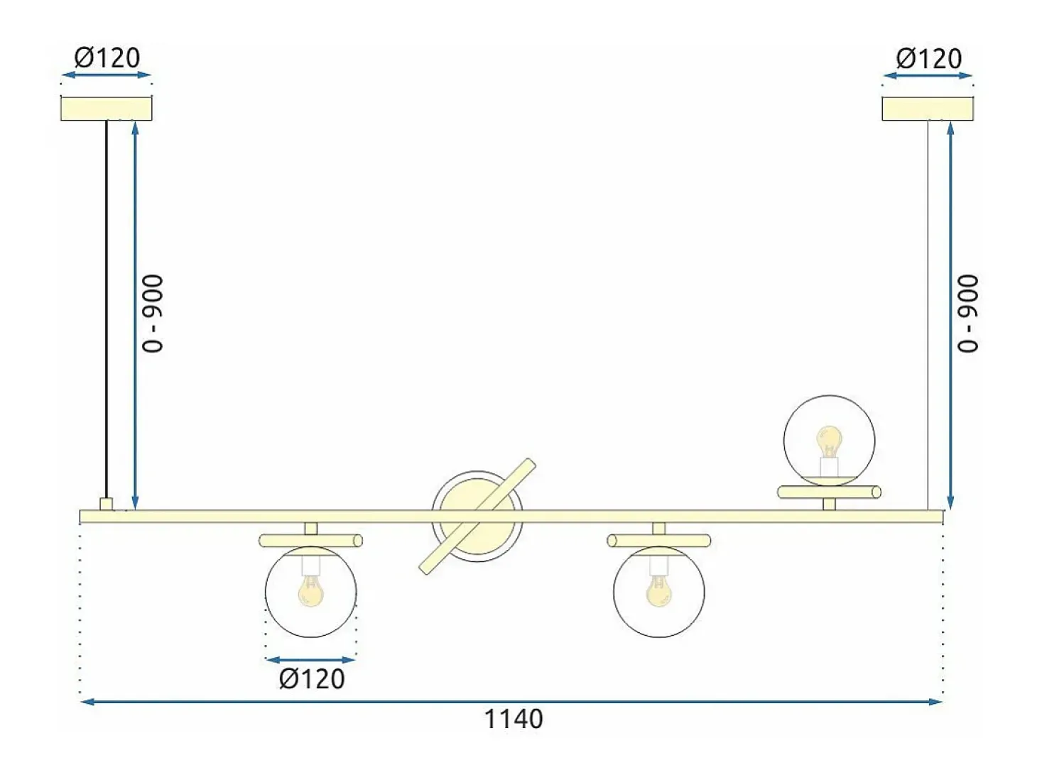 Candeeiro Suspenso Toolight App1665-4Cp Gold