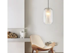 Candeeiro Suspenso Toolight App909-1Cp Marble 18Cm Transparent