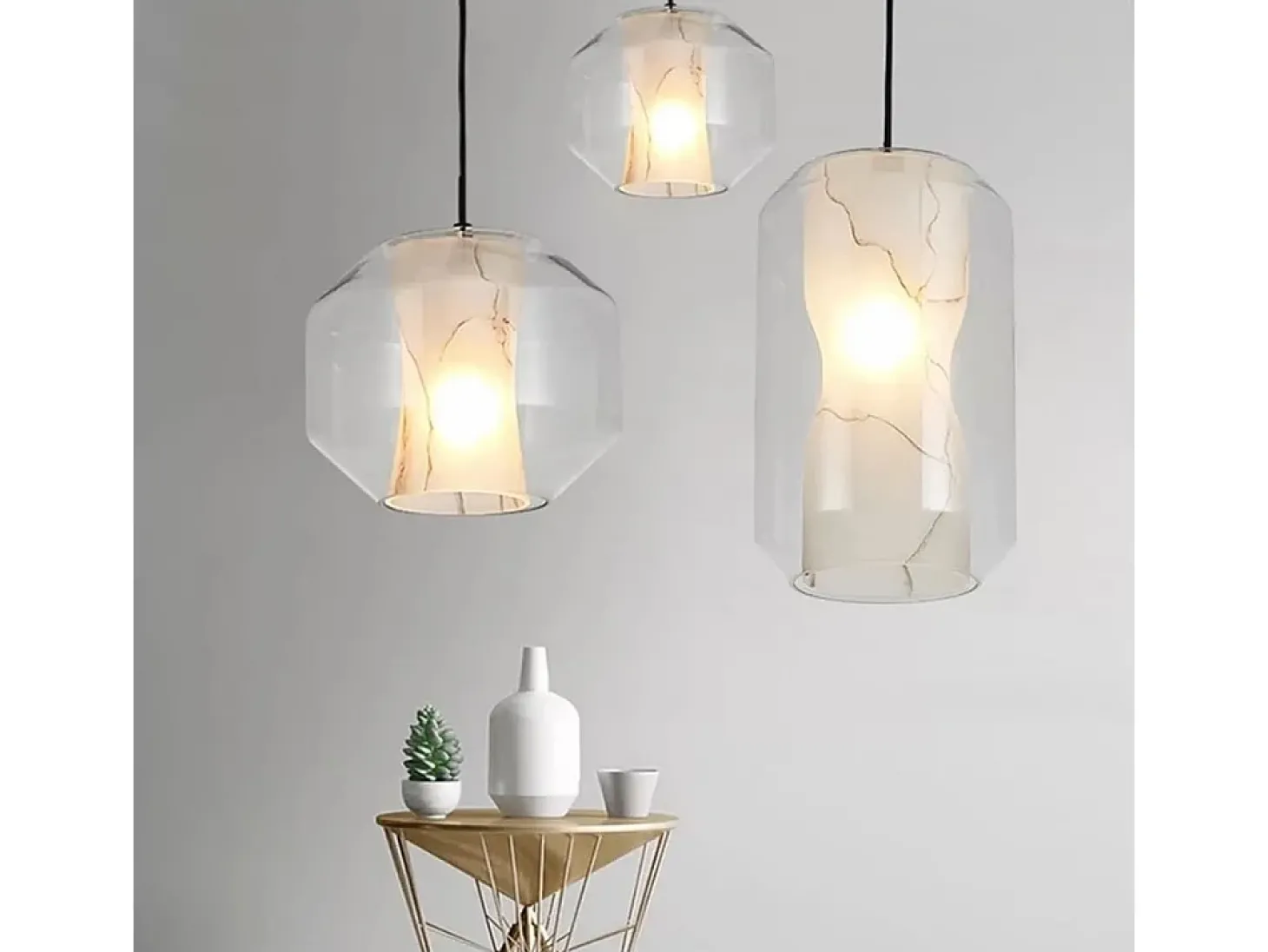 Candeeiro Suspenso Toolight App909-1Cp Marble 18Cm Transparent