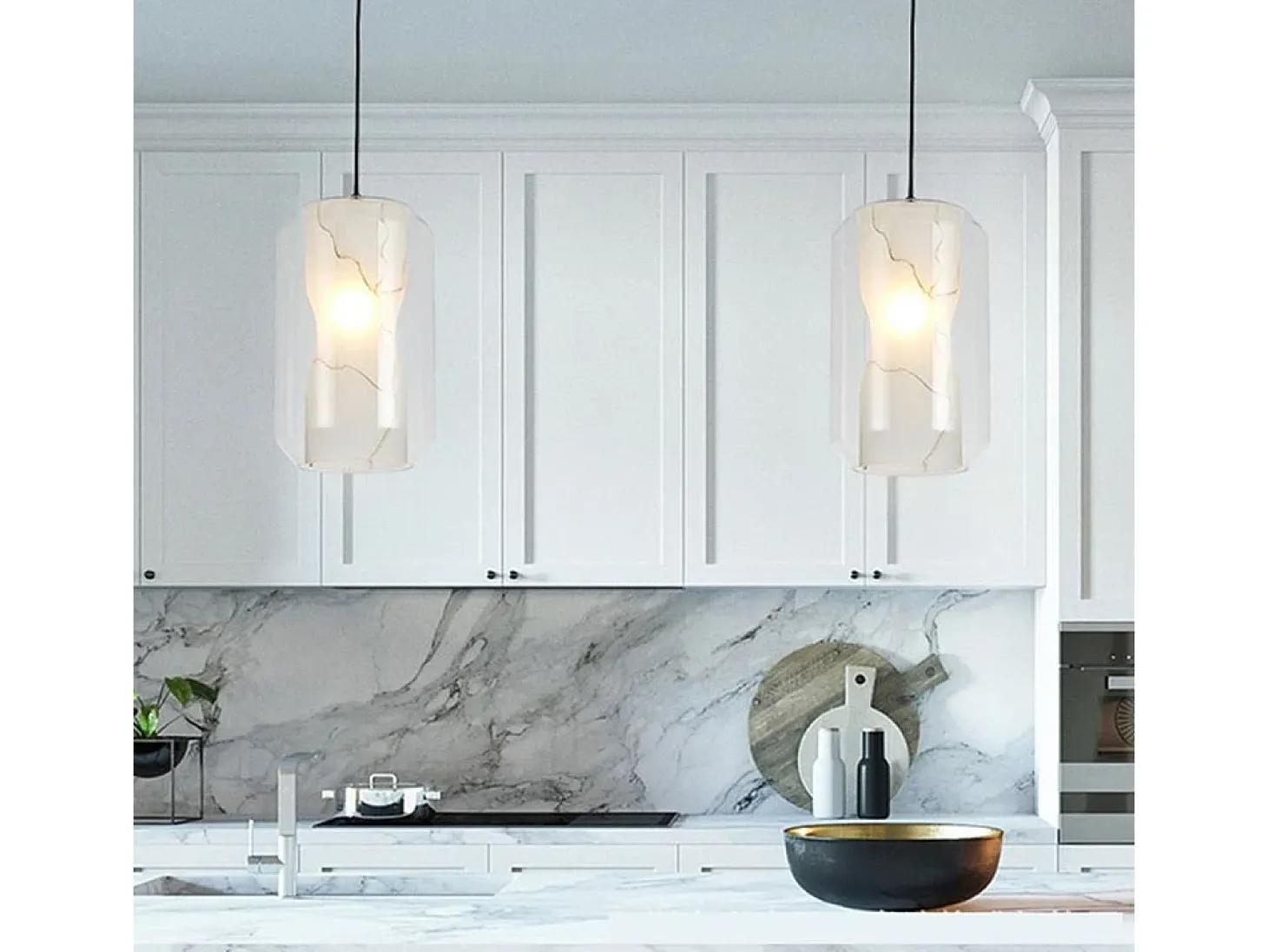 Candeeiro Suspenso Toolight App909-1Cp Marble 18Cm Transparent