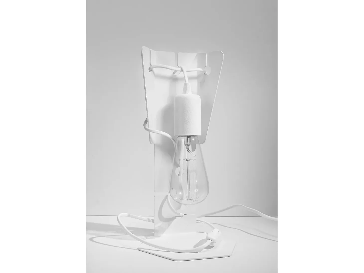 Candeeiros De Mesa Arby Industrial, Aço - 1 Lichtbronnen - L.15 X H.31 Cm - Branco