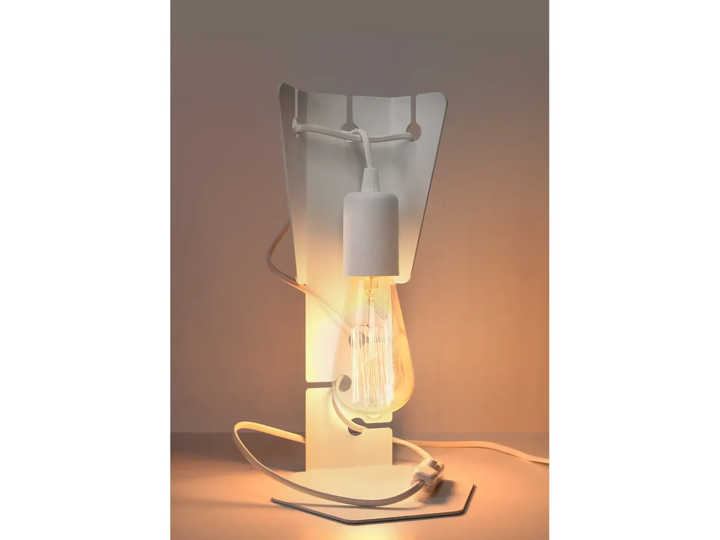 Candeeiros De Mesa Arby Industrial, Aço - 1 Lichtbronnen - L.15 X H.31 Cm - Branco