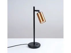 Candeeiros De Mesa Winx Moderno, Aço - 1 Lichtbronnen - L.13 X H.44 Cm - Preto/Cobre