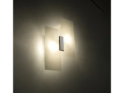 Candeeiros de parede Fabulario moderno, aço/vidro - 2 fontes de luz 4000K - L.27 x H.37 cm - cromo/branco