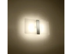 Candeeiros de parede Feralia moderno, vidro/aço - 2 fontes de luz 4000K - L.35 x H.18 cm - branco/cromo
