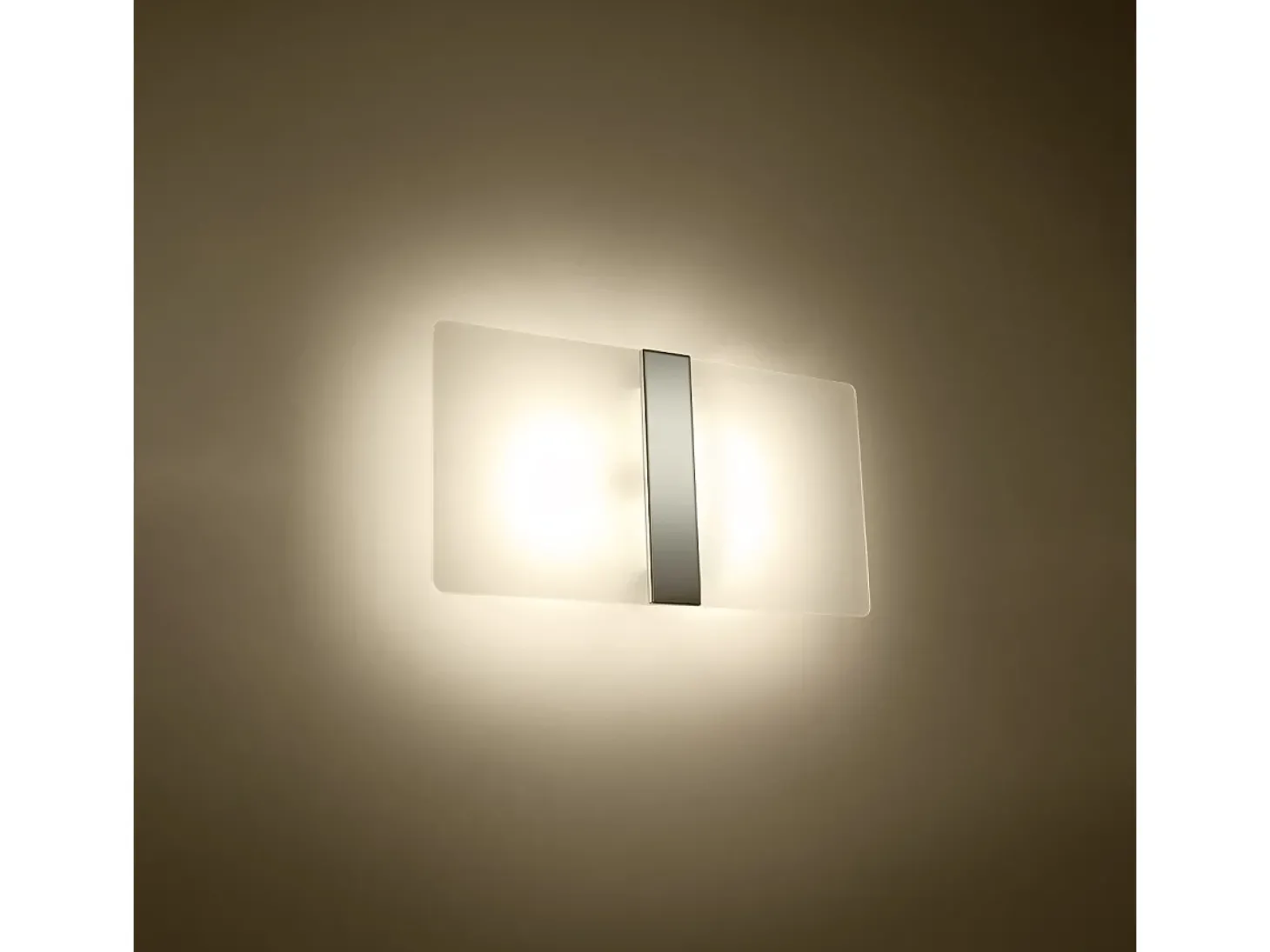 Candeeiros de parede Feralia moderno, vidro/aço - 2 fontes de luz 4000K - L.35 x H.18 cm - branco/cromo