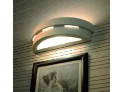 Candeeiros de parede Gloch moderno, cerâmica/vidro - 1 fontes de luz 3000K - L.40 x H.10 cm - branco