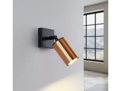 Candeeiros de parede Glois moderno, aço - 1 fontes de luz 4000K - L.8 x H.18.5 cm - preto/cobre